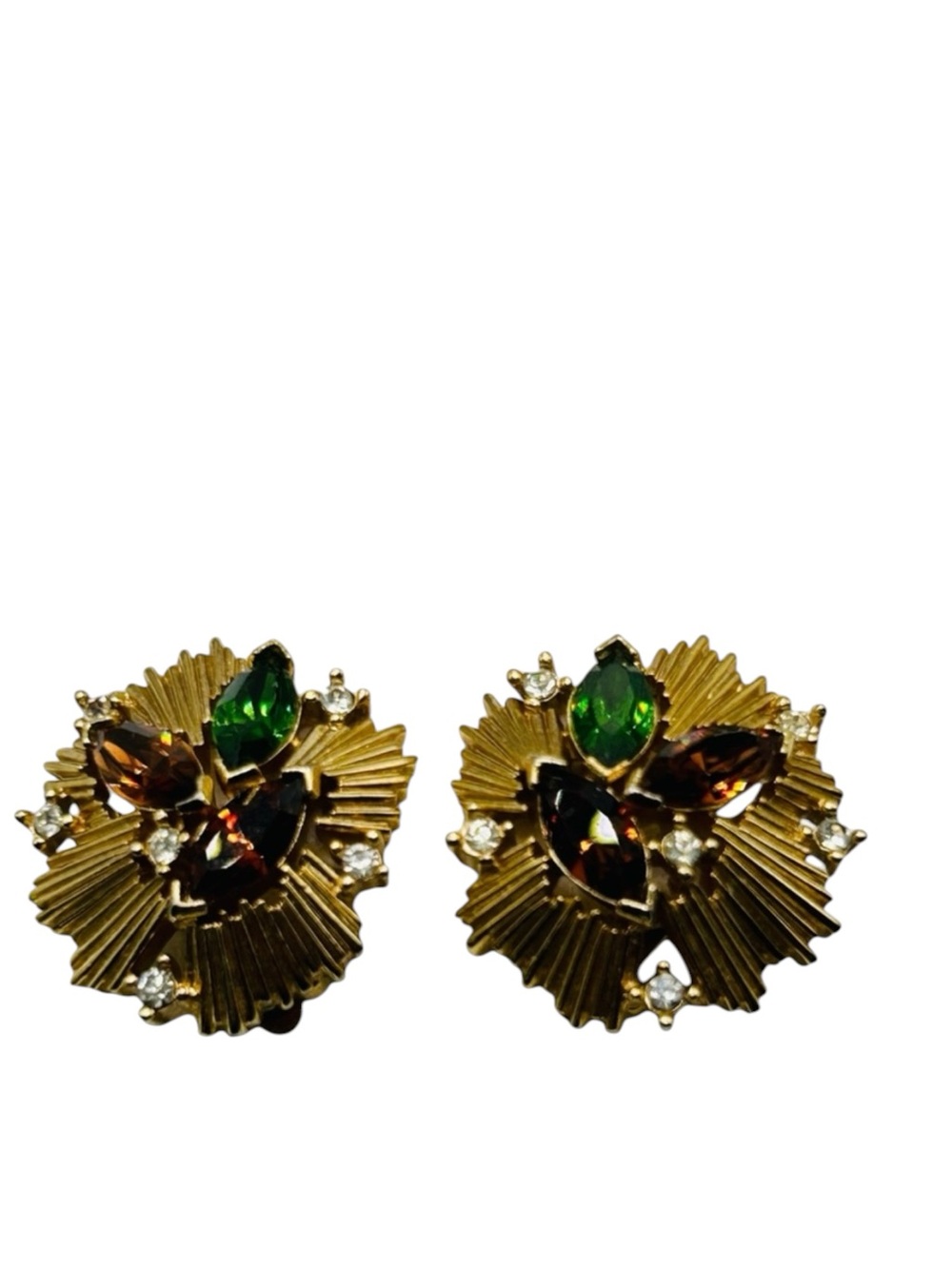 Vintage Trifari Starburst Rhinestone Earrings